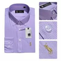 chemises manches longues ralph lauren hommes classic 2013 polo italie coton rayures caine violet